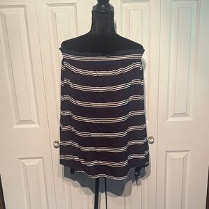 beachlunchlounge Black and White Striped Off-Shoulder Sweater